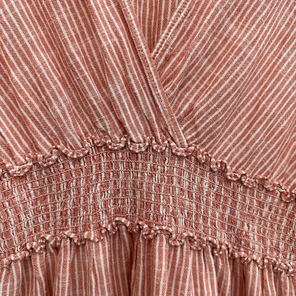 Max Studio Smocked Waist Stripe Tiered Mini Dress Peach Women's XL - Picture 7 of 12